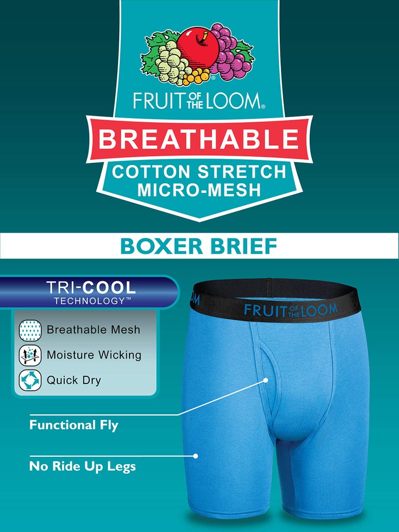 Fruit of the Loom mens Breathable Underwear Boxer Briefs, Boxer Brief - Cotton Mesh 3 Pack, Large US - Image 3